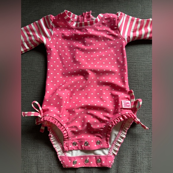 Ruffle Butts Long Sleeve One Piece Rash Guard - Pristine Blooms main image 1